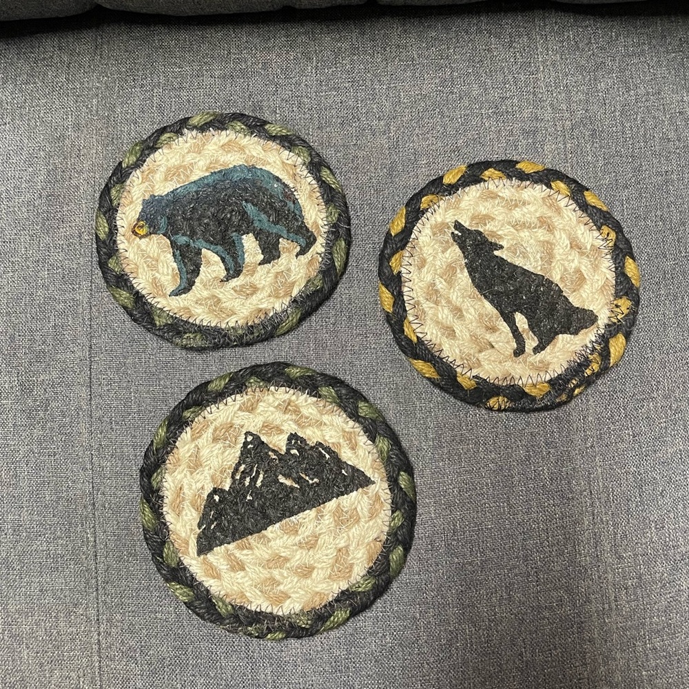 Earth Rugs Round Hand Stenciled Coasters - Picture 5 of 7
